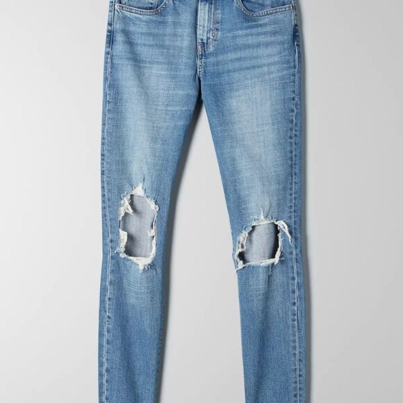 Levi's 721 Distressed Skinny in Rugged Indigo Med Denim size 25 - Picture 5 of 14